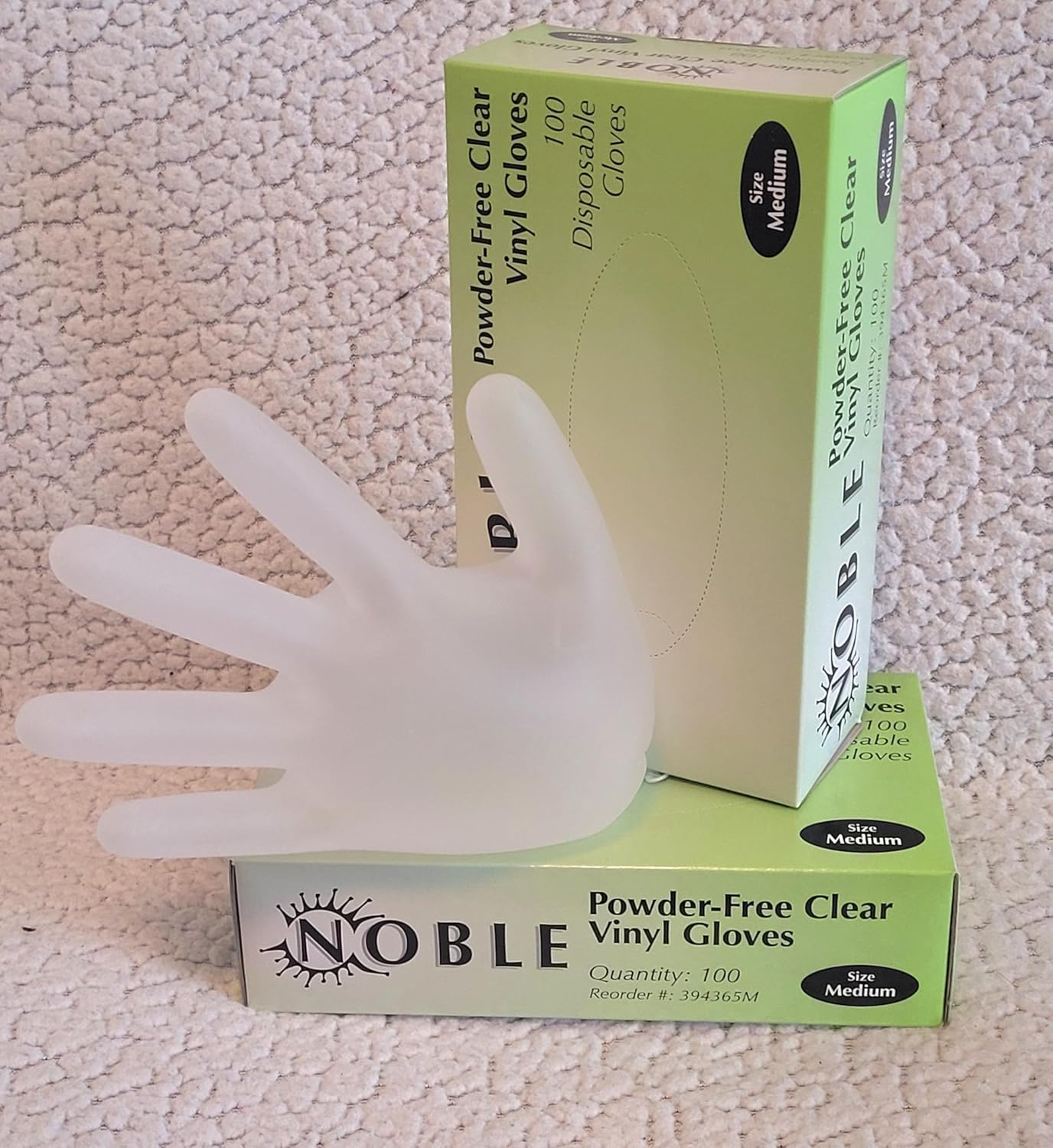 100 Pcs Noble Products Disposable Vinyl Gloves Latex Free Powder Free Clear Gloves for Cleaning Cooking Beauty Dishwashing Transparent (Medium)