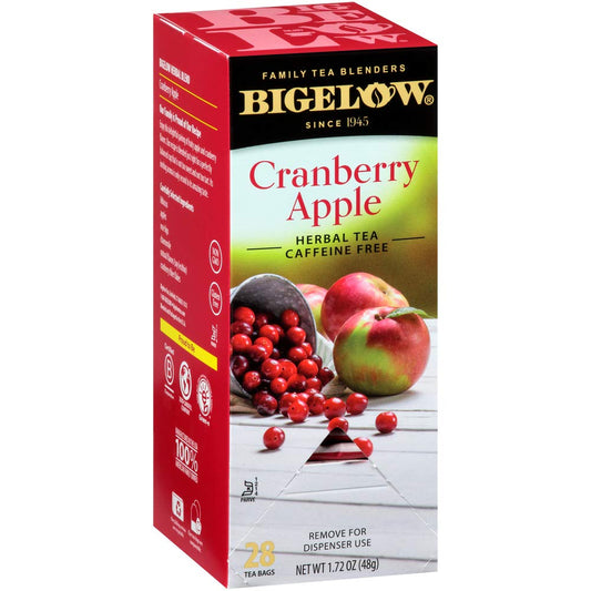 Bigelow Cranberry Apple Herbal Tea Bags 28-Count Box (Pack of 1) Cranberry Apple Hibiscus Flavored Herbal Tea Bags All Natural Non-GMO G