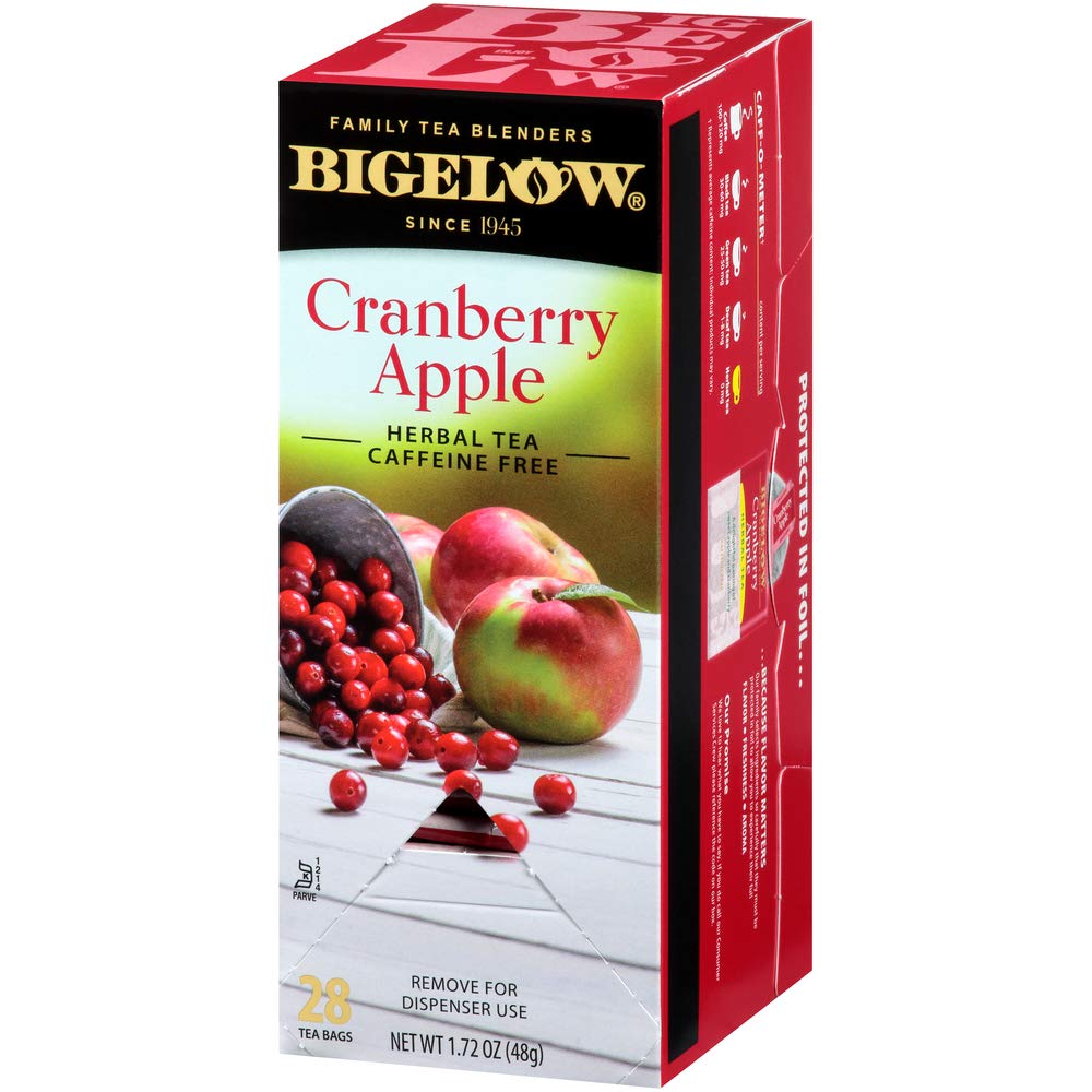 Bigelow Cranberry Apple Herbal Tea Bags 28-Count Box (Pack of 1) Cranberry Apple Hibiscus Flavored Herbal Tea Bags All Natural Non-GMO G