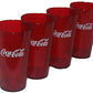 Coca Cola Logo Ruby Red Plastic Tumblers Set of 4-16oz (Coke)