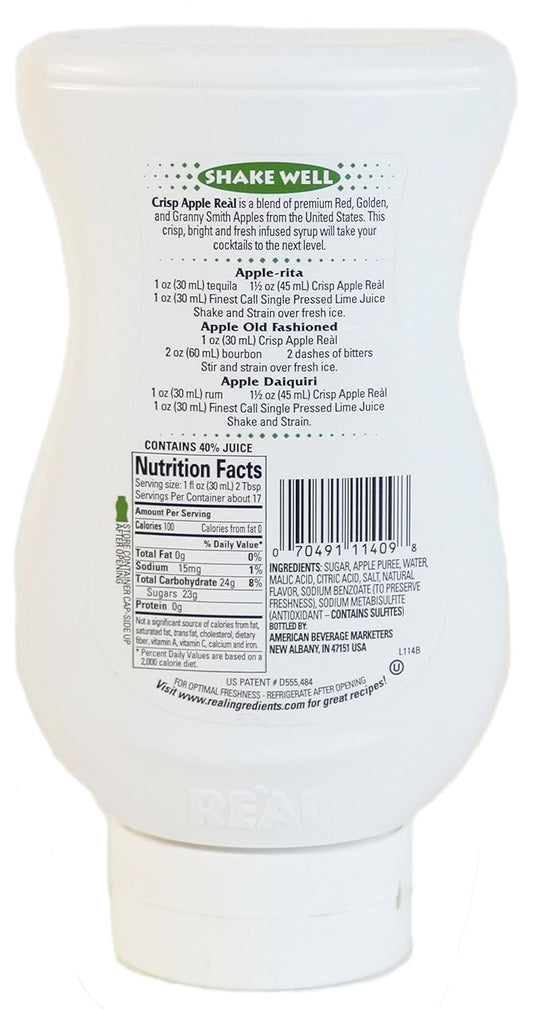 Crisp Apple Reàl, Apple Puree Infused Syrup, 16.9 FL OZ Squeezable Bottle (Pack of 1)