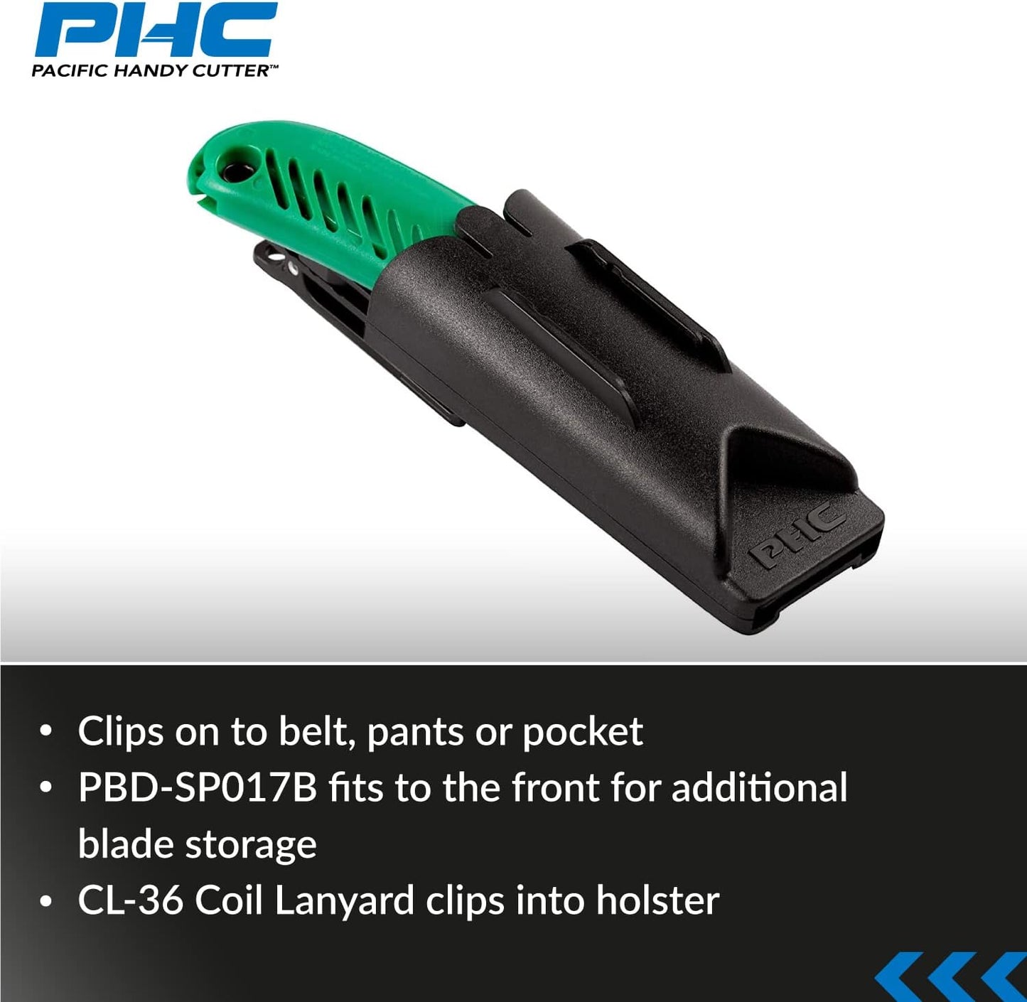 Pacific Handy Cutter UKH423 Plastic Swivel Holster for S5, S4 and S4S, Clips on Belts, Pants and Pockets, Safety Holster for Box Cutters and Utility Knives, Black (New A41005-7)