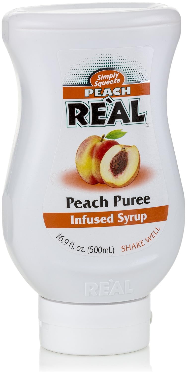 Peach Reàl, Peach Puree Infused Syrup, 16.9 FL OZ Squeezable Bottle (Pack of 1)