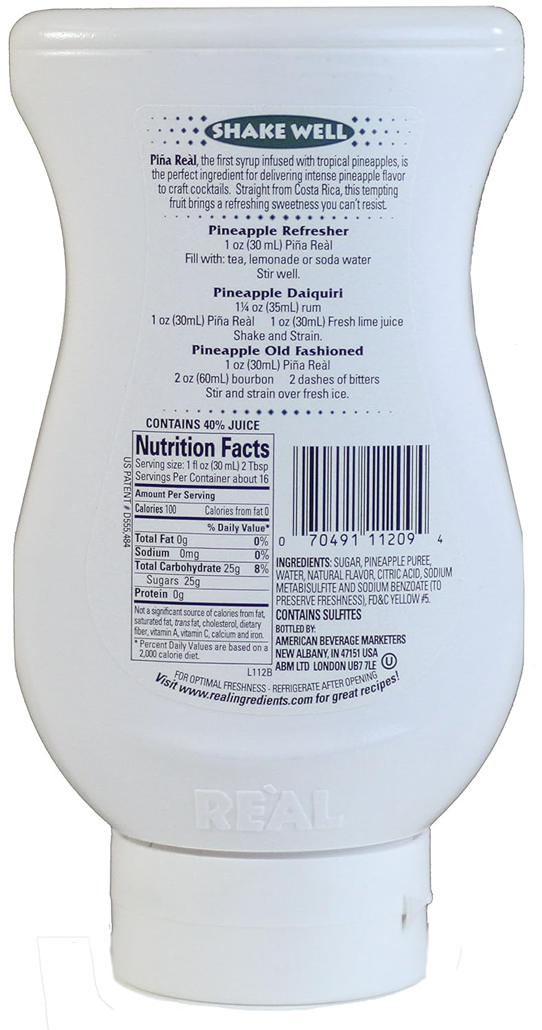 Piña Reàl, Pineapple Puree Infused Syrup, 16.9 FL OZ Squeezable Bottle (Pack of 1)
