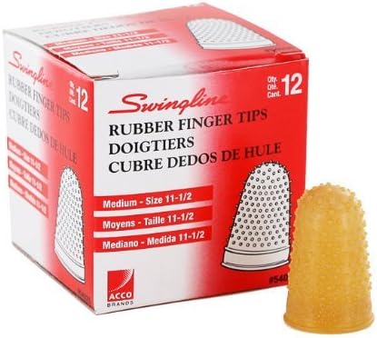 Swingline Products - Swingline - Rubber Finger Tips, Size 11 1/2, Medium, Amber, 12/Pack - Sold As 1 Dozen - Tough, tips last a long time. - Surface nubs ensure positive grip. - Extra thick material a