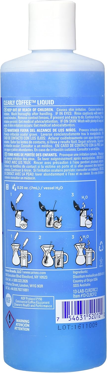 Urnex Clearly Coffee Pot Cleaner 14 Ounce (Made in the USA)